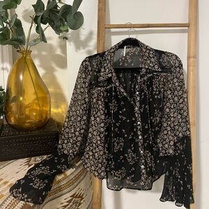 Free People Serena Blouse in Black